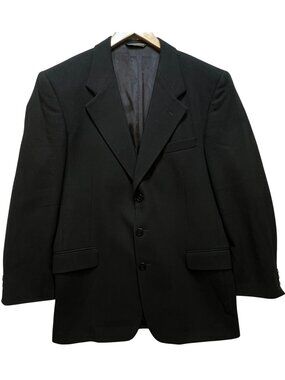 Europa Collection Men's Wool Formal Suit Jacket 3 Button Long Sleeve 42 Black